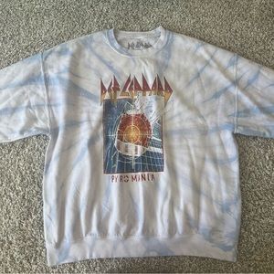 Oversized tie dye Def Leppard crewneck from Urban outfitters.